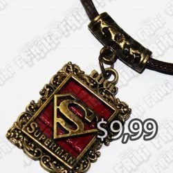 Collar Comics Superman Placa Logo S Enmarcado Ecuador Comprar Venden, Bonita Apariencia perfecta para parejas, practica, Hermoso material de bronce niquelado Color Dorado y Rojo Estado nuevo