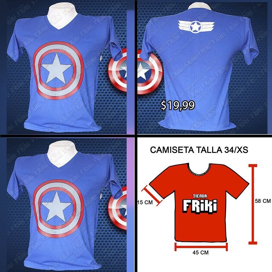 Camiseta/ Capitán América- Cómics/Escudo- Ropa/Captain America/ Geek  (Tienda friki) - Tienda Friki